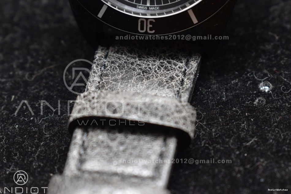 Best Leather A2824 on Heritage ZF Black Dark V Edition Strap Bezel Bay DLC ComfortFit Distressed 425 1:1 Black 0203